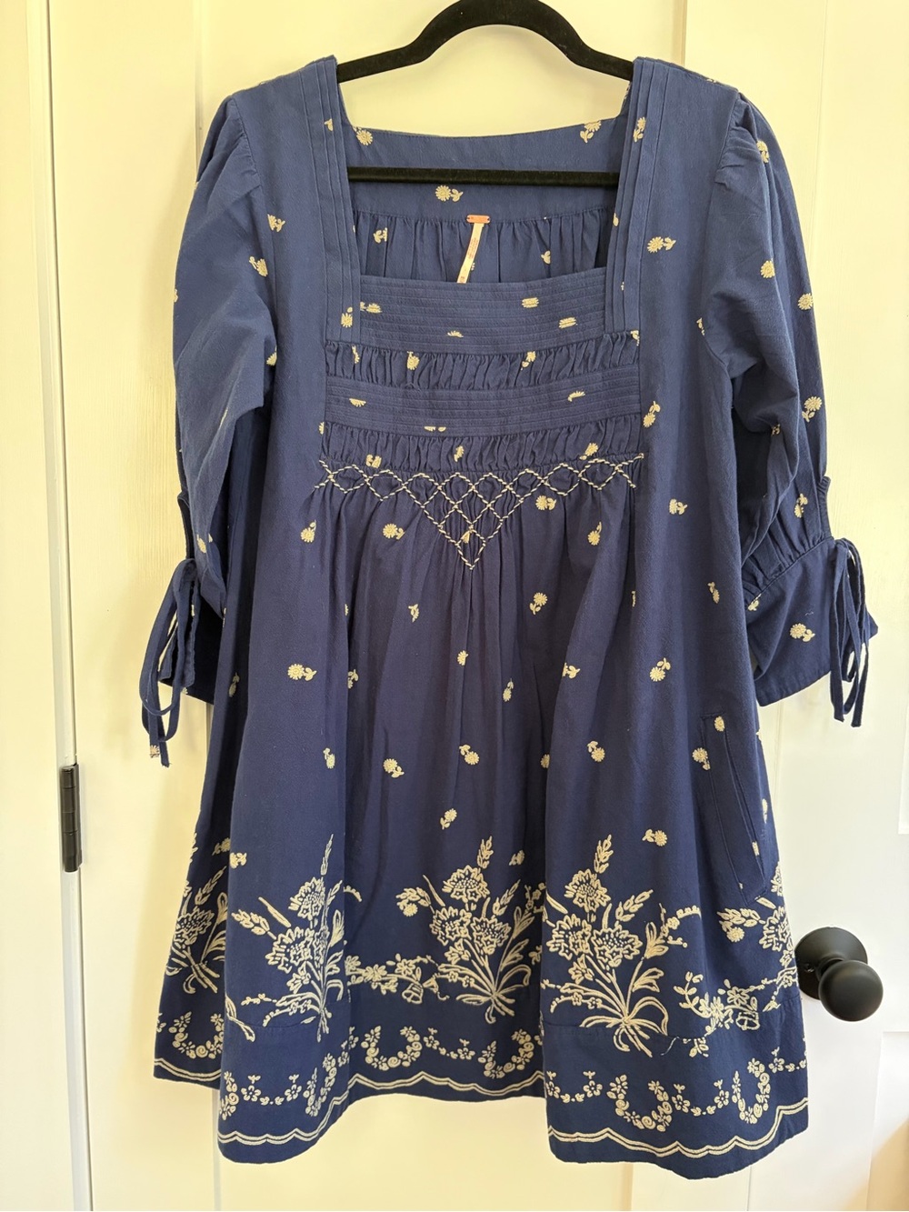 NWOT Free People Women’s Sonora Printed Mini Dress Navy Blue Size XS